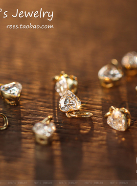 Ree.无边镶爱心实验室培育钻石简约ins吊坠18k黄金项链非天然