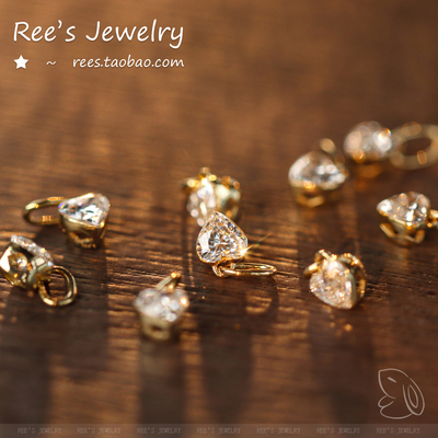 Ree.无边镶爱心实验室培育钻石简约ins吊坠18k黄金项链非天然