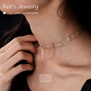 原创设计Rees.银河·星团 莫桑石非钻石梦想成真14k金颈链choker