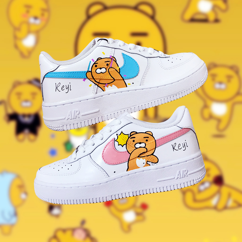 kakaofriends小熊ryan手绘鞋DIY