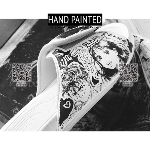 手绘定制球鞋画拖鞋DIY彩绘涂鸦设计拖鞋aj6灌篮高手运动男女情侣