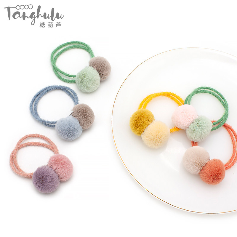 秋冬儿童可爱毛球发圈宝宝丸子头皮筋小女孩扎头发皮筋女童头饰