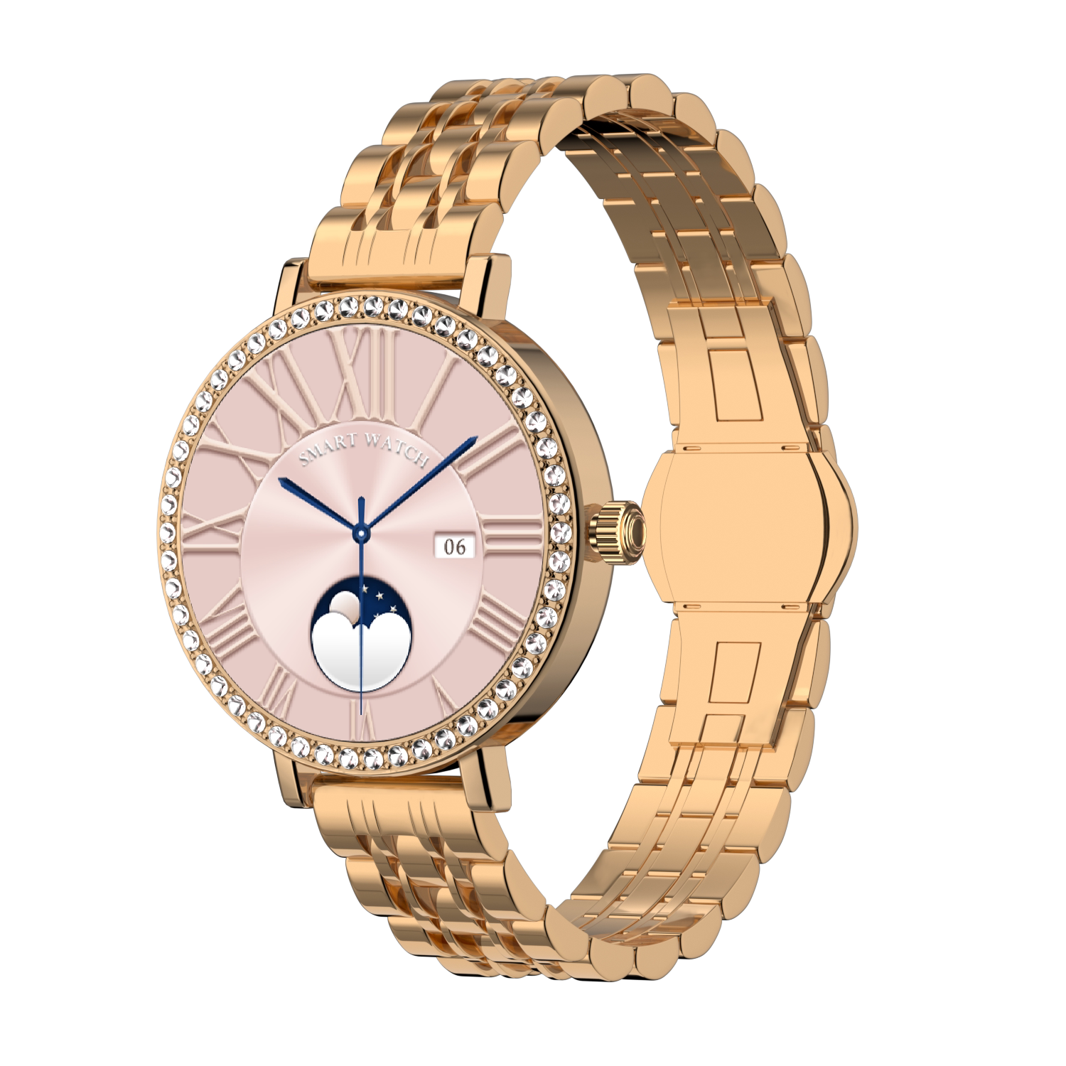 优雅女士智能手表小巧圆盘高颜值设计运动计步时尚配饰健康管理