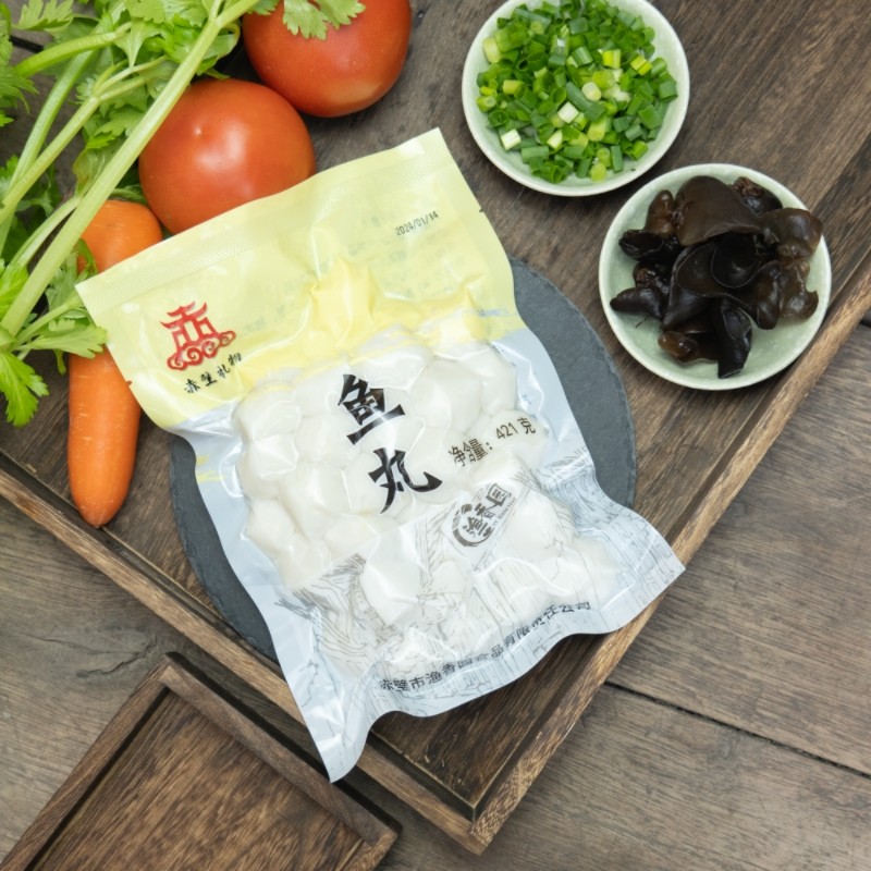 湖北荆州纯鱼丸子鱼圆肉丸真空包装火锅食材赤壁特产现做现发