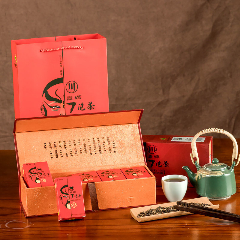 黑茶湖北赤壁青砖茶赵李桥红七泡青砖/米砖礼盒装咸宁特产