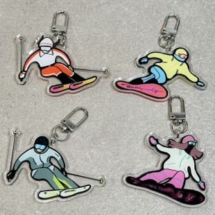 双板单板卡通滑雪人钥匙扣链雪包背包挂件饰品雪友情侣礼物周边