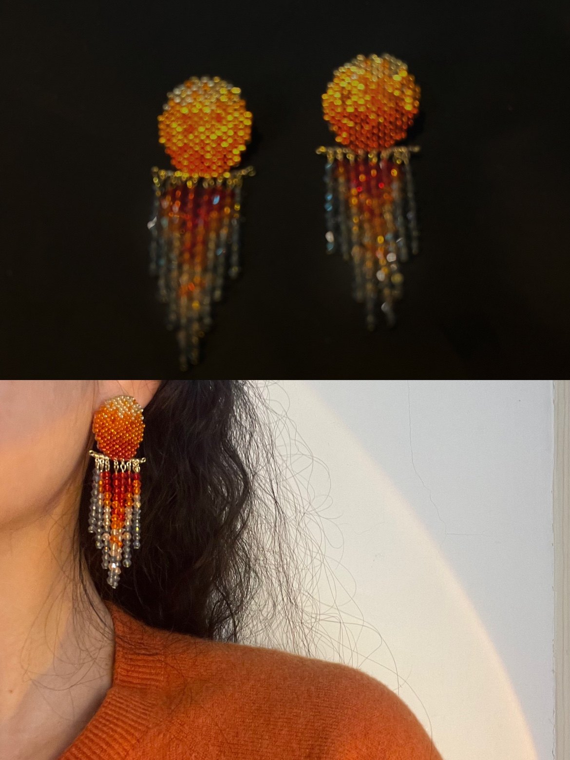 日落耳饰 原创手作 925银针,饰品/流行首饰/时尚饰品新,耳钉,淘宝优惠券,粉丝福利购,淘宝优惠卷