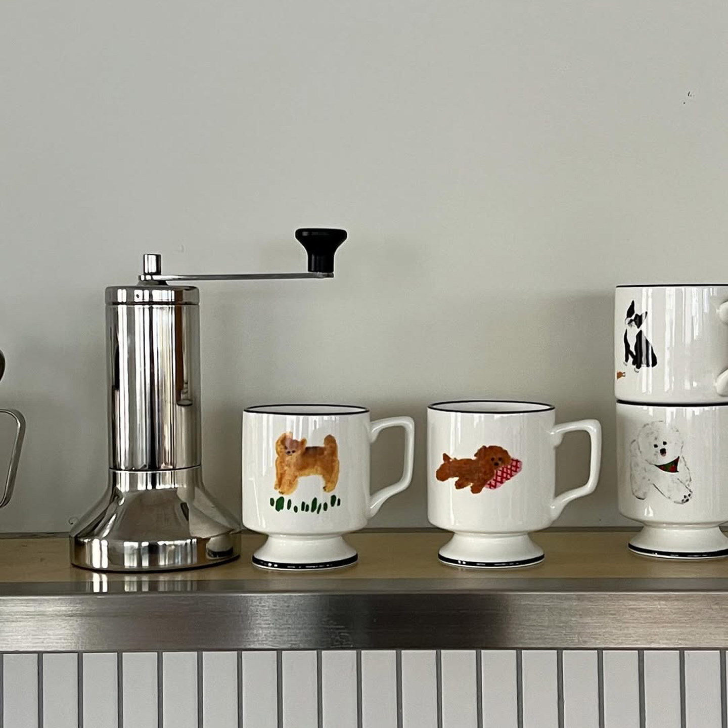 韩国polaathome陶瓷咖啡杯联名款小狗狗图案水杯可爱高脚杯马克杯,餐饮具,咖啡杯,淘宝优惠券,粉丝福利购,淘宝优惠卷