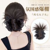 优雅气质满天星闪发饰碎钻蝴蝶发圈高级感鸡毛盘发假发丸子头发饰