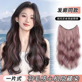 挑染假发片女一片式 巴黎画染粉色甜酷彩色长卷发增发量U型接发片