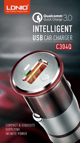 LDNIO力德诺厂家3A车充QC3.0快充C304Q手机平板通用车载充电器