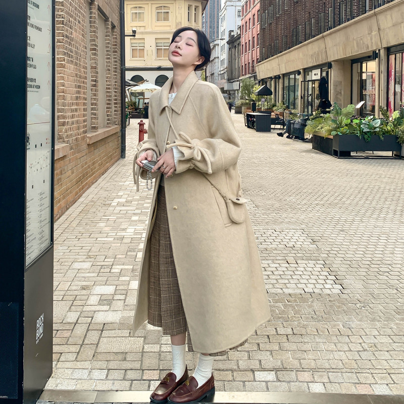 高级感温柔气质双面羊绒大衣女2025秋冬新款韩系宽松百搭毛呢外套,女装毛呢外套,2B143