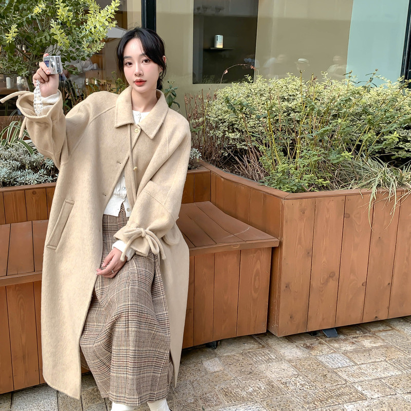 高级感温柔气质双面羊绒大衣女2025秋冬新款韩系宽松百搭毛呢外套,女装毛呢外套,2B143