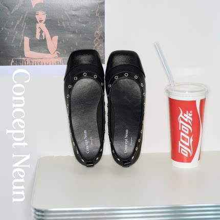 Concept Neun Texas系列拼接方头单鞋女