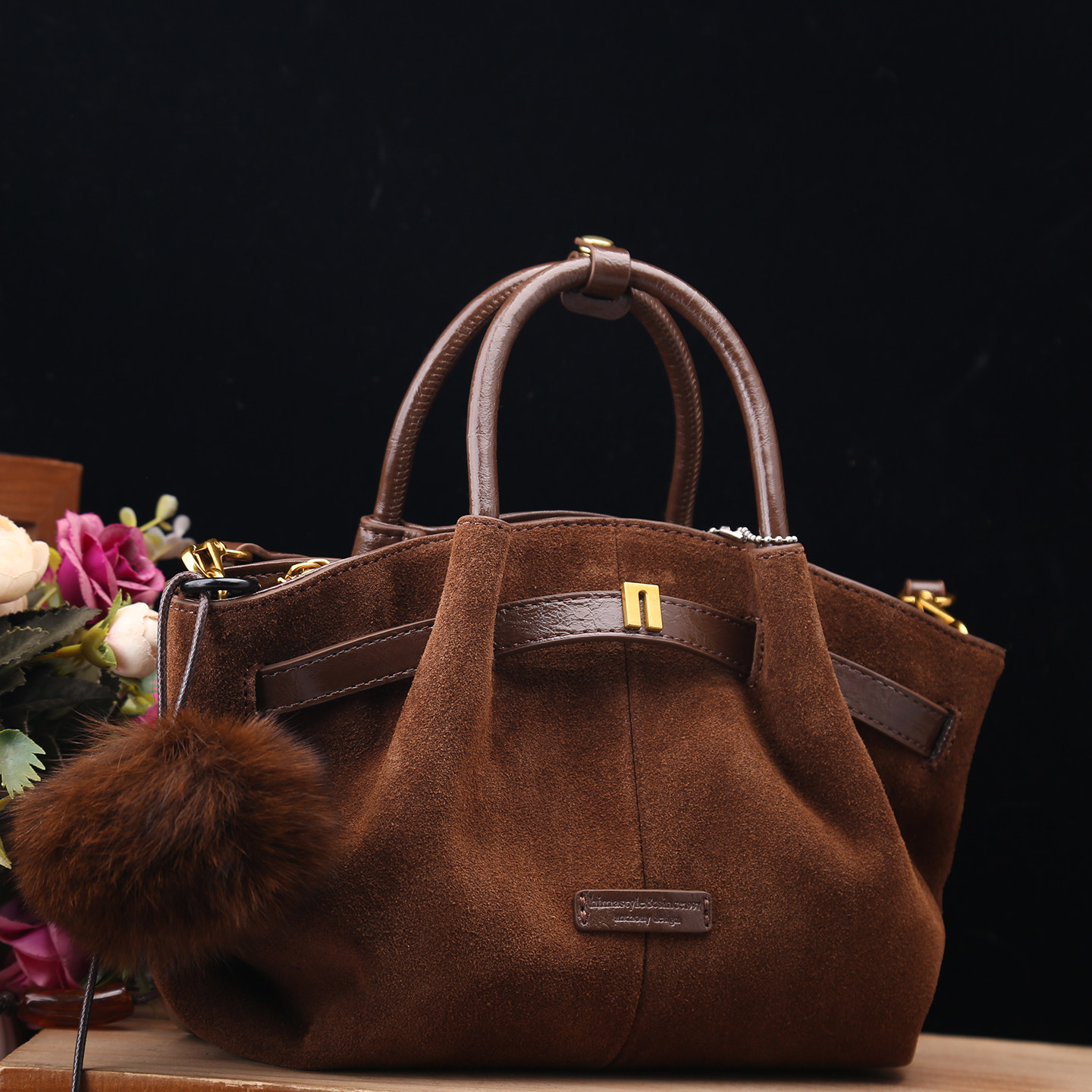 复古磨砂真皮托特包女百搭通勤