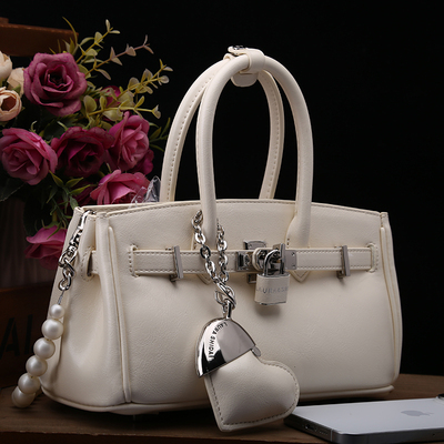 劳拉时黛正品真皮手提包女时尚凯莉包2025新款珍珠链条单肩斜挎包