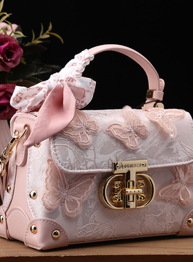 专柜正品女包真皮手提包2025新款时尚百搭蝴蝶丝巾单肩斜挎小方包