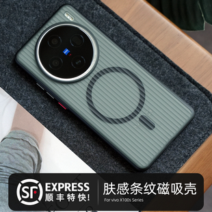 X100s光栅全包软胶边防摔手机壳x100s磁吸magsafe保护套肤感磨砂透明高级行李箱光栅格纹私模 米斯登适用vivo