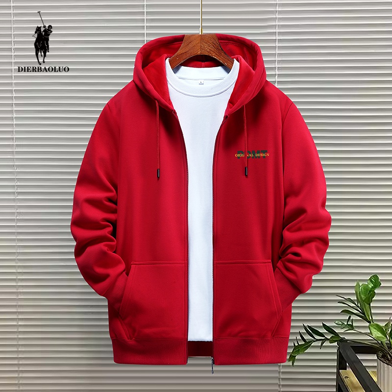 2025正品保罗拉链卫衣男新款潮宽松大码运动纯色连帽开衫外套