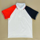 白领红蓝条男女班服T恤POLO衫 左藏蓝右大红袖 棉 白色校服短袖 夏季