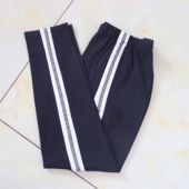 款 定做四季 棉质 子大码 秋冬加绒白宽杠压灰色反光杠直口藏蓝校服裤