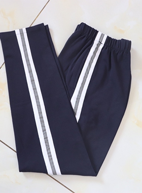 秋冬加绒白宽杠压灰色反光杠直口藏蓝校服裤子大码定做四季款棉质