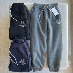 秋冬装小中大童儿童运动裤男童女童束脚卫裤校园厚双层加绒长裤子