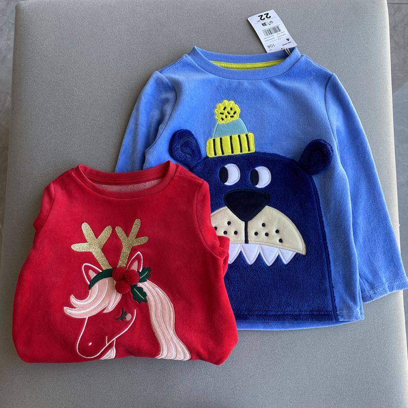 外贸单法单新款童装男童女童天鹅绒柔软长袖刺绣圆领儿童上衣T恤,童装/婴儿装/亲子装,T恤,淘宝优惠券,粉丝福利购,淘宝优惠卷