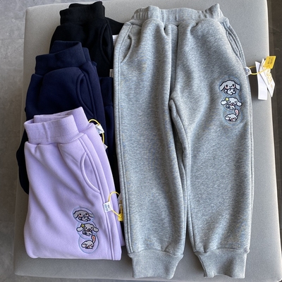 秋冬装新款男童女童宝宝运动裤休闲裤裤子纯棉加绒加厚一体绒长裤