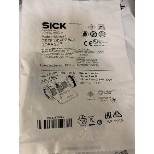 全新德国西克SICK光电开关GRTE18S-P2347原装正品假一罚十下单询