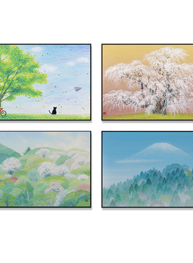 日系清新唯美治愈风景野地美树子作品油画布打印客厅餐厅自粘画心