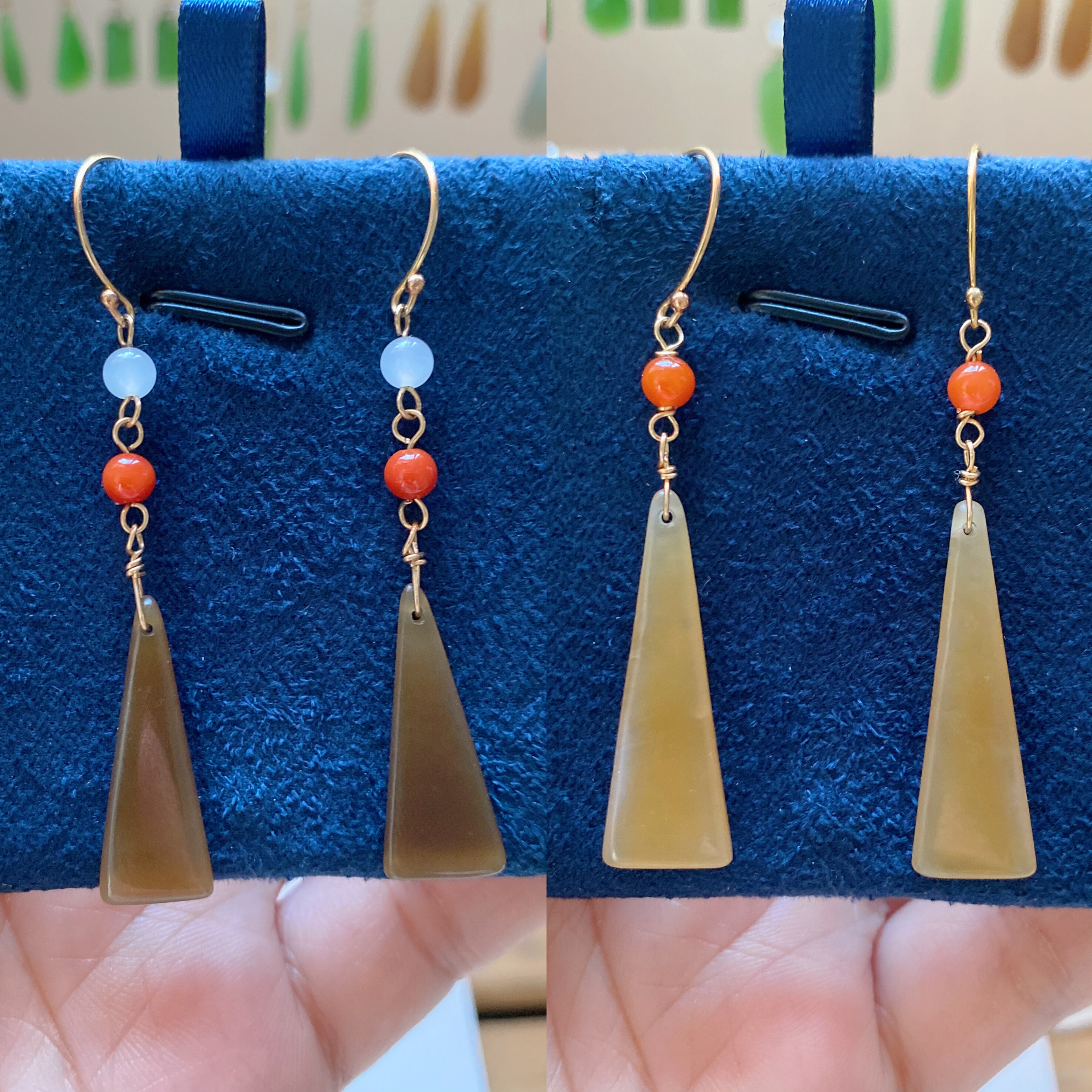 国风天然玉石和田玉糖料耳环女款文艺轻奢复古配饰