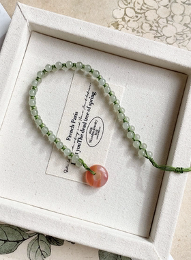 天然和田玉晴水圆珠米珠手链女款文艺轻奢复古小清新配饰