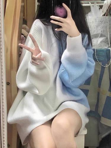 渐变宽松慵懒风针织衫扎染