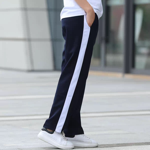 黑色男女宽白边运动休闲校服长裤初中高中学生校服裤子一件包邮