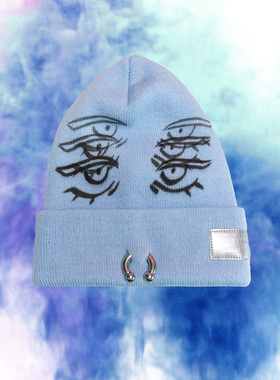BIONIC JOI 看穿一切鬼畜 迷惑渐变眼 涂鸦Hip hop街头毛线帽冷帽