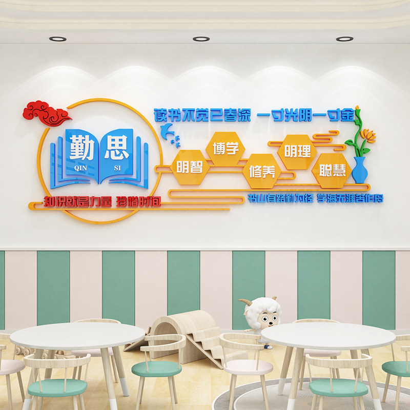 学习读书数据统计表步骤校园教室走廊走道文化墙面装饰布置美化励