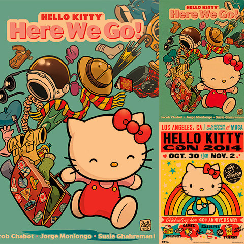 Hello Kitty新款卡通动漫凯蒂猫复古牛皮纸海报壁纸墙贴挂画画芯