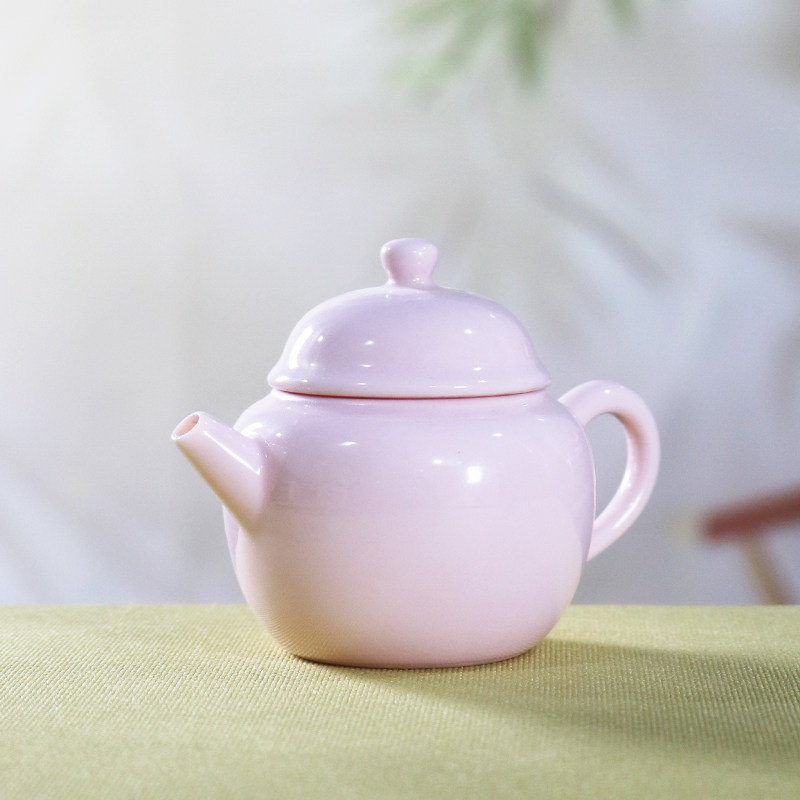 玉泥通体粉色小壶羊脂玉瓷茶壶图片