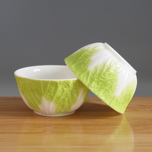 创意白菜小茶杯德化羊脂玉百财品茗杯家用陶瓷摆财功夫茶具茶杯