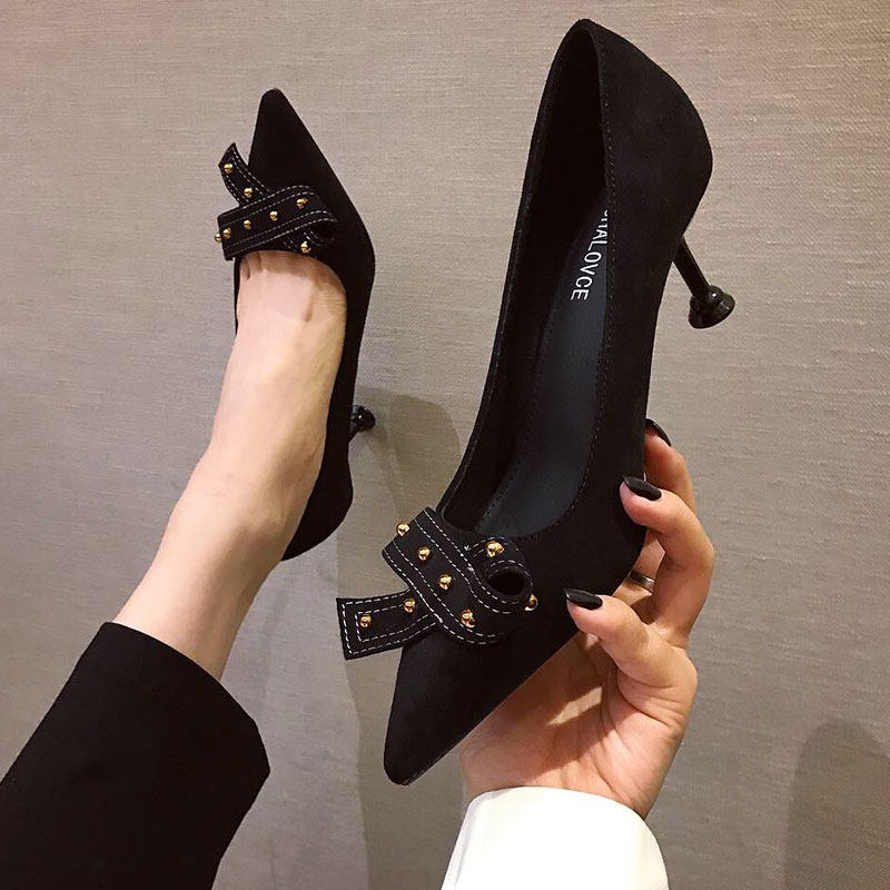 2020 new pattern Versatile Spring French Girl net High-heeled shoes Stiletto black kitten 5cm Summer shoesin the Women's Shoes, Low shoes  category - from Buy2taobao.com to provide professional Taobao agent buy service