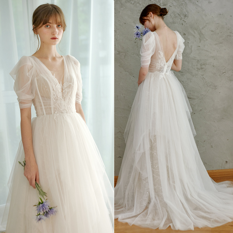 原创泡泡袖森系甜美蓬蓬森系纱