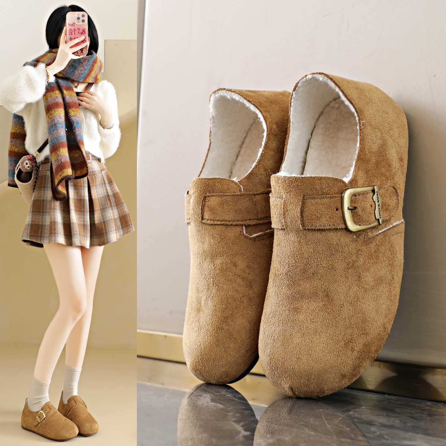 加绒勃肯鞋女2025新款秋冬大码41