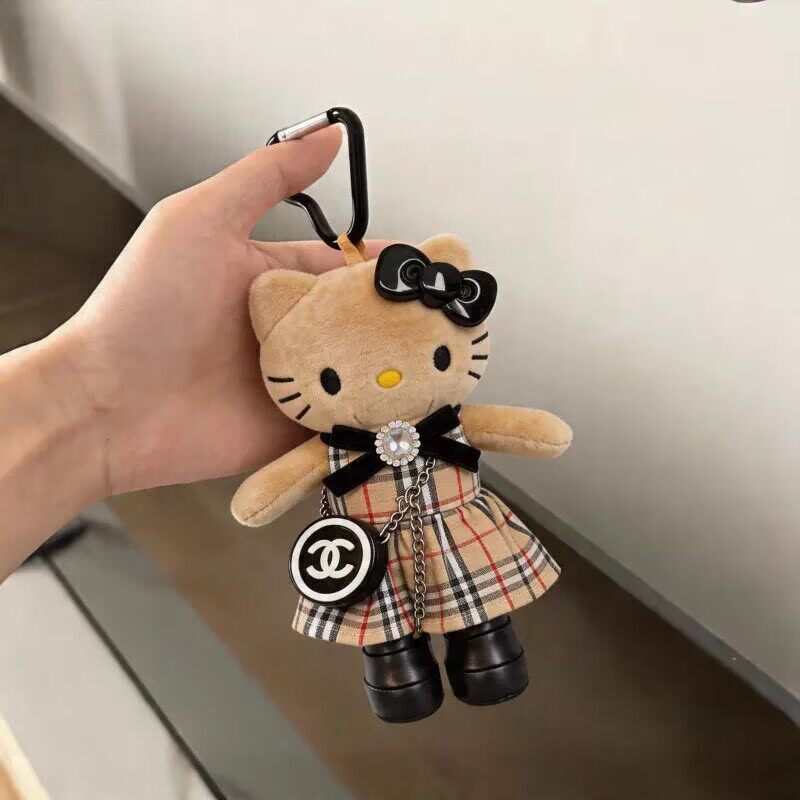 日本动漫挂件长腿贵妇hellokitty爱心扣毛绒公仔玩偶包包挂件礼物
