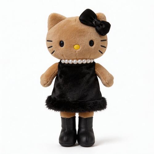日本官方正品正版nic黑皮长腿名媛玩偶kitty爱心扣毛绒公仔包挂件