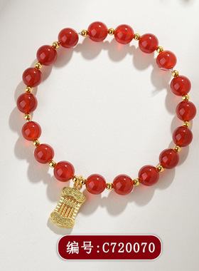 红玛瑙如意算盘手链新中式复古小众轻奢精致时尚手串饰品风格