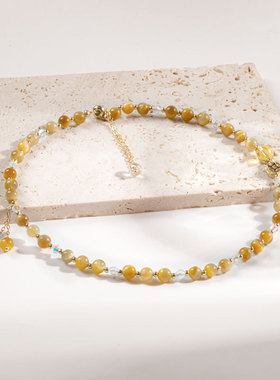 金虎眼双圈手链小众高级感原创设计简约时尚手工编织首饰手串巴度