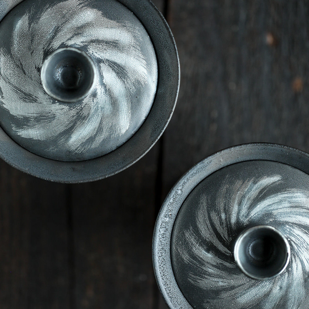 银彩系列原创化繁为简设计陶艺家作品系列侘寂风二才盖碗日式泡茶