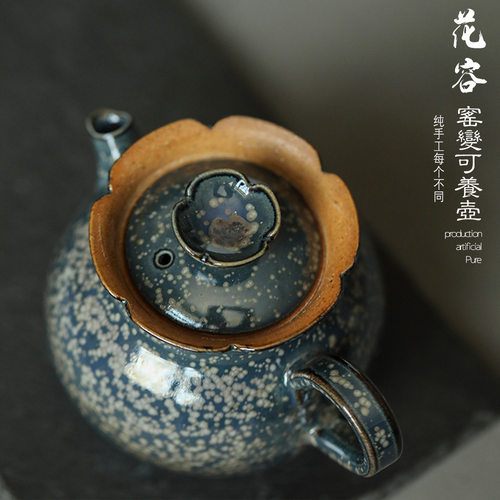 日式粗陶茶壶手工窑变壶带过滤孔小泡茶壶单壶手抓壶家用功夫茶具