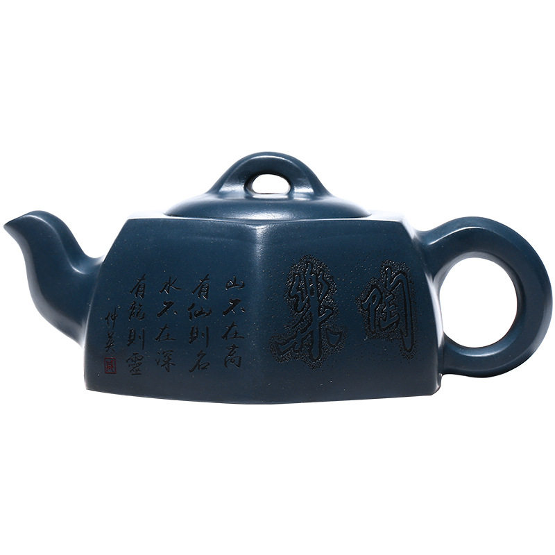 六方井栏茶壶名家制作茶具宜兴紫砂壶纯全手工原矿天青泥